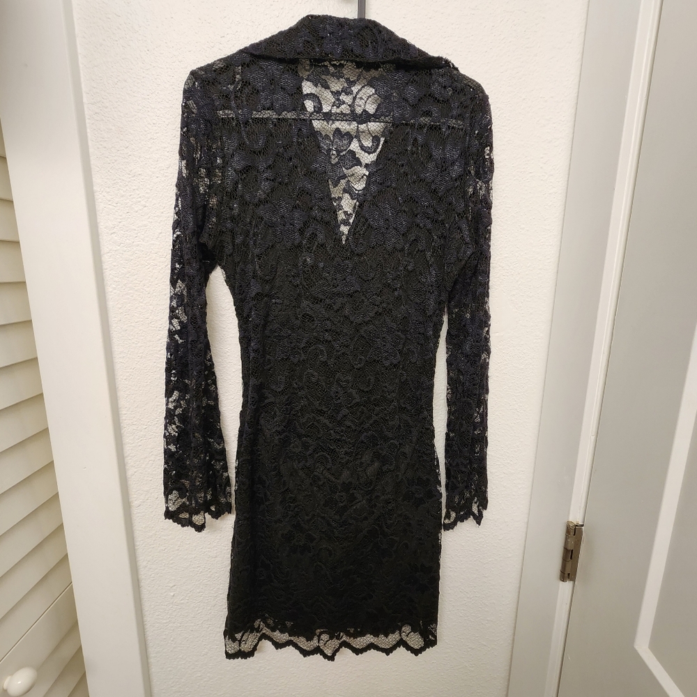 Arden B Black Lace Bodycon Collared Mini Dress - Picture 3 of 9